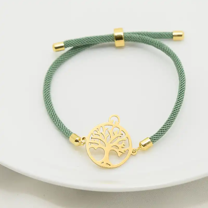 دستبند زنانه دلنار گالری مدل آسانسوری کنفی درخت زندگی و گنجشک