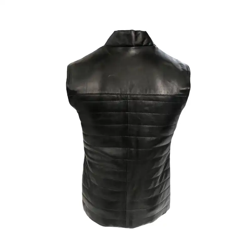 جلیقه مردانه سرزمین چرم مدل پافر رنگ مشکی