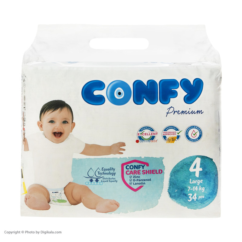 پوشک بچه کانفی سایز 4 بسته 34 عددی