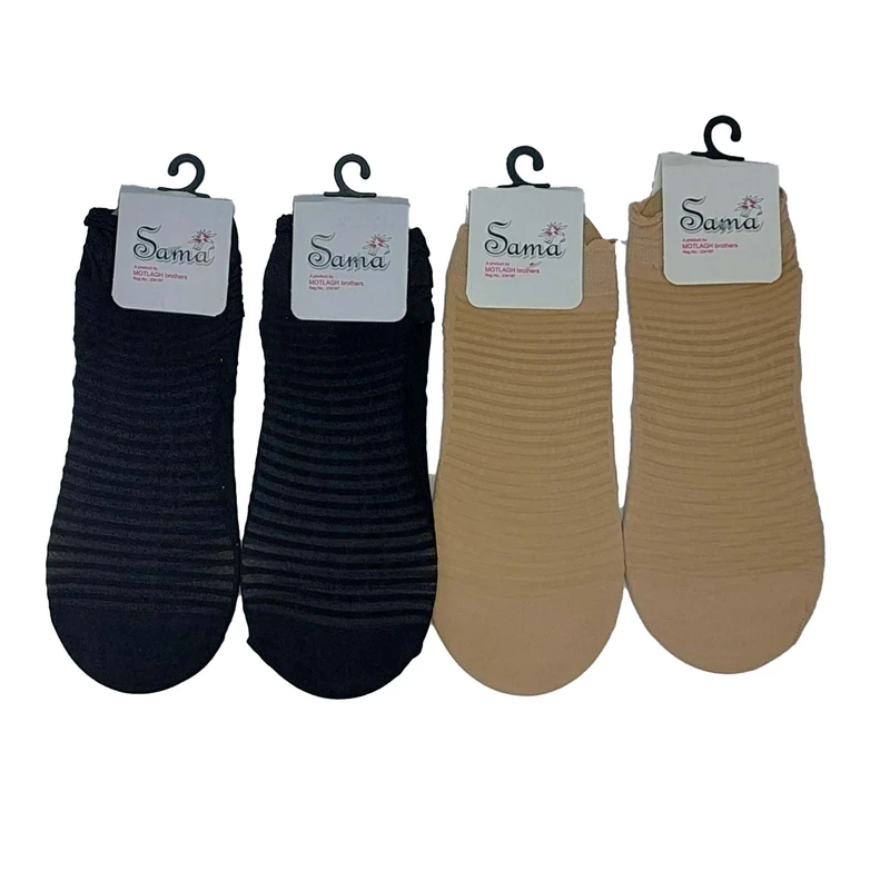 جوراب زنانه سما مدل قایقی راه راه کد 1731 بسته 4 عددی