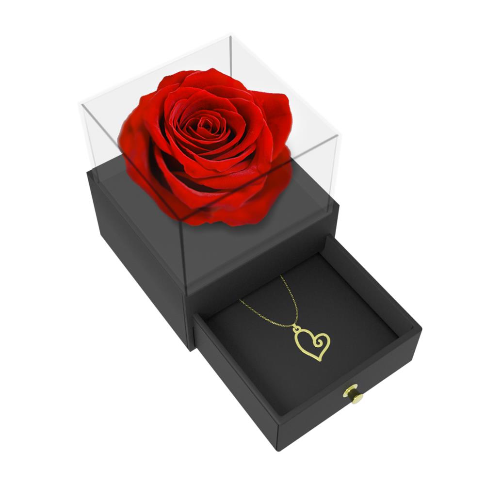 گردنبند طلا 18 عیار زنانه مدوپد مدل قلب  کد GBA10067 به همراه باکس گل رز جاویدان