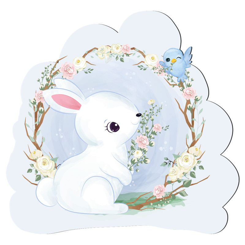 استیکر چوبی کودک باروچین مدل خرگوش مهربان کد 1193