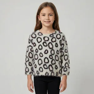 پلیور یقه گرد دخترانه مدل پلنگی