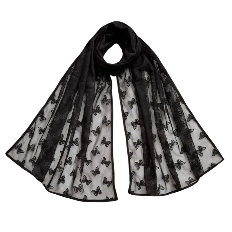 شال زنانه مدل توری پروانه برجسته ریز تابستانی 