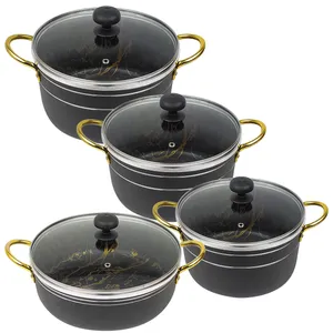 سرویس قابلمه و تابه گرانیت ۸ پارچه ظرف سازان اسدیان مدل گلدماربل