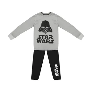 ست تیشرت و شلوار بچگانه طرح استاروارز کد N33 رنگ طوسی