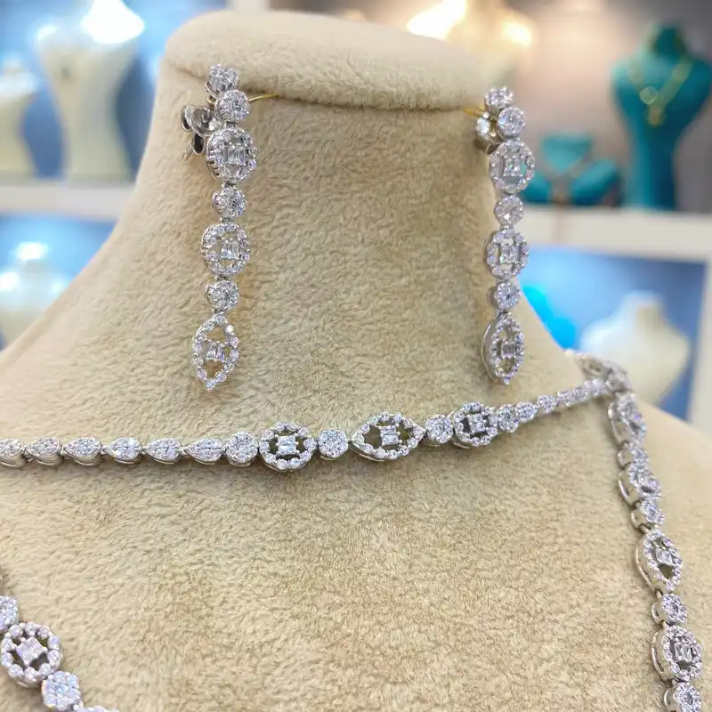 نیم ست نقره زنانه مدل دستساز طرح جواهر کد 438