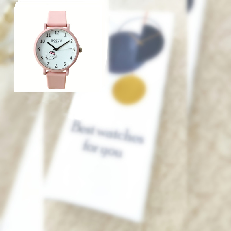ساعت مچی عقربه ای بچگانه بولون مدل هلو کیتی بند ژله ای ضد آلرژی
