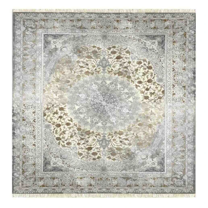 فرش ماشینی 1200 شانه زمینه کرم حاشیه بژ مدل مژده