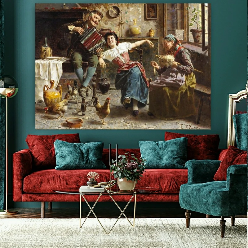 تابلو بوم طرح فرانسوی مدل عاشقانه پیرمرد کد SDB2454