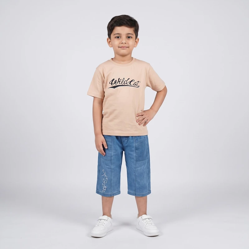 ست تی‌شرت آستین کوتاه و شلوارک پسرانه مدل AS1AS2
