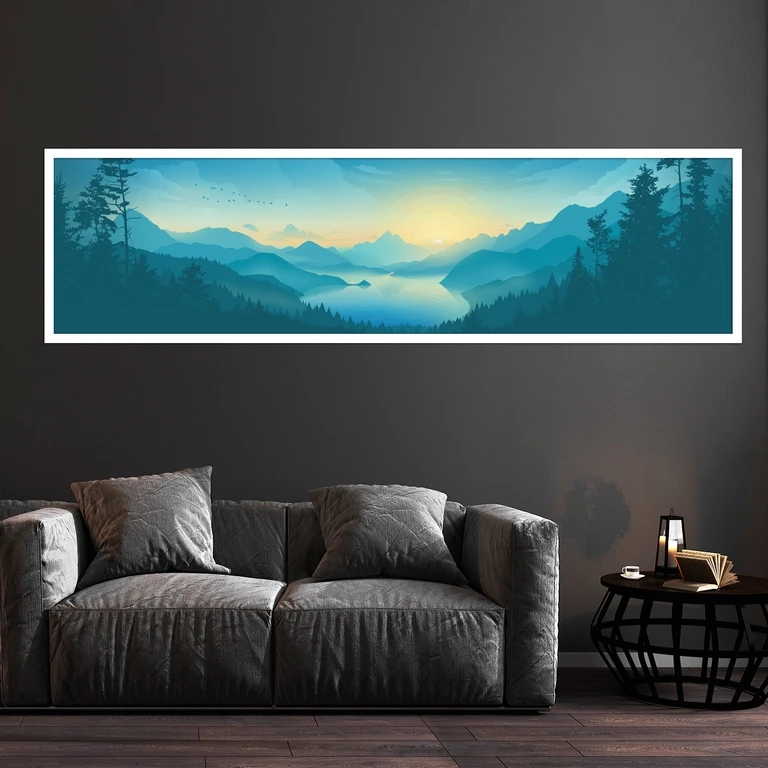 تابلو بکلیت طرح منظره کوهستان و دریاچه مدل W-7363