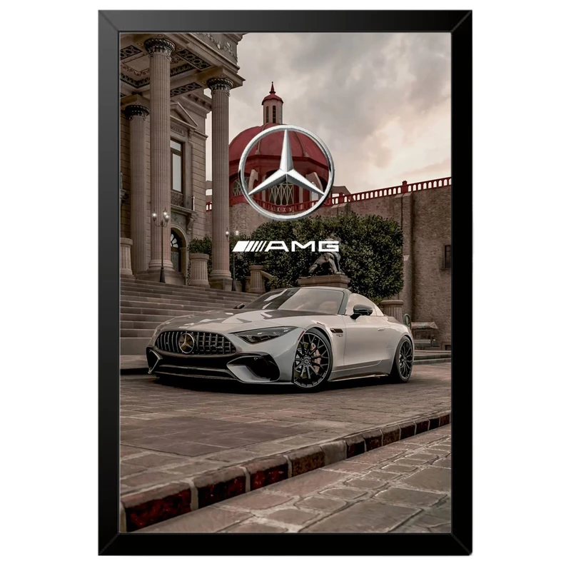 تابلو بکلیت طرح ماشین و خودرو مرسدس بنز Mercedes-Benz AMG GT مدل B-po1992 فریم مشکی