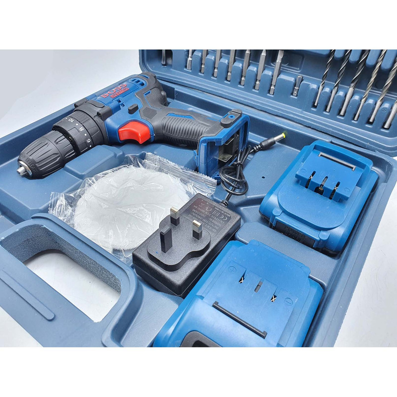 دریل پیچ گوشتی شارژی چکشی باس مدل CORDLESS_DRILL مجموعه 28 عددی