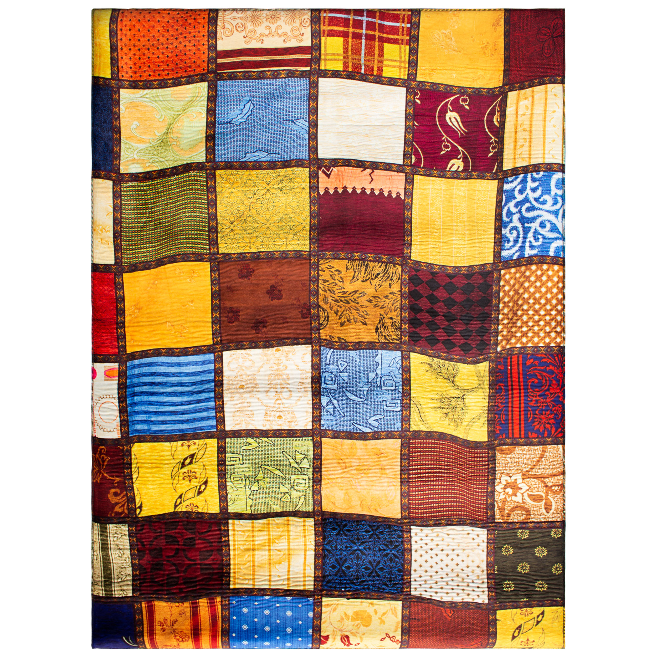فرش ماشینی جانگل مدل Patchwork کد 3D-R84