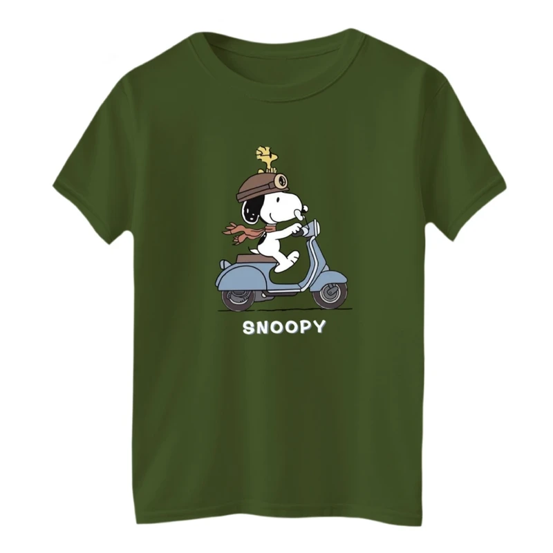 تی‌شرت آستین کوتاه لانگ بچگانه مدل اسنوپی موتور سوار