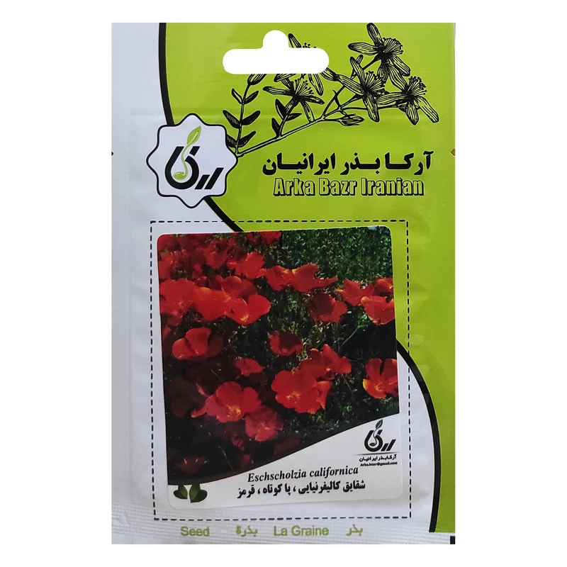 بذر شقایق کالیفرنیا پاکوتاه قرمز آرکا بذر ایرانیان کد ARK-018