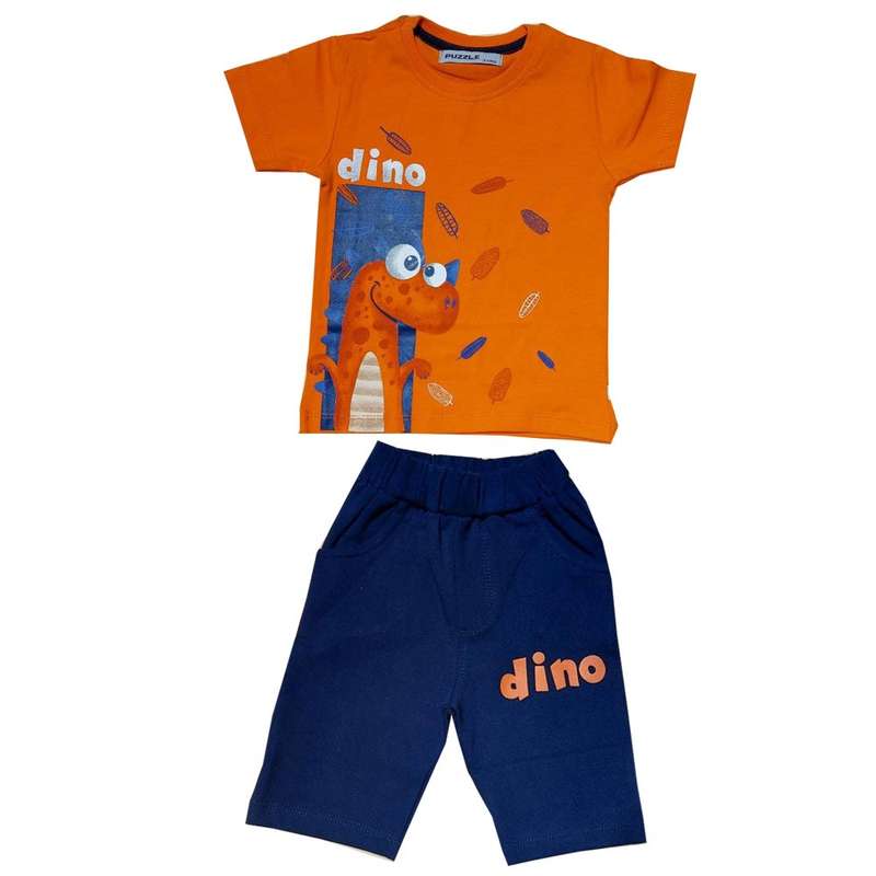 ست تی شرت و شلوارک پسرانه مدل Dino3