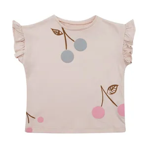 تی شرت آستین کوتاه دخترانه جی بی جو مدل چین دار طرح Cherries کد 70166PI