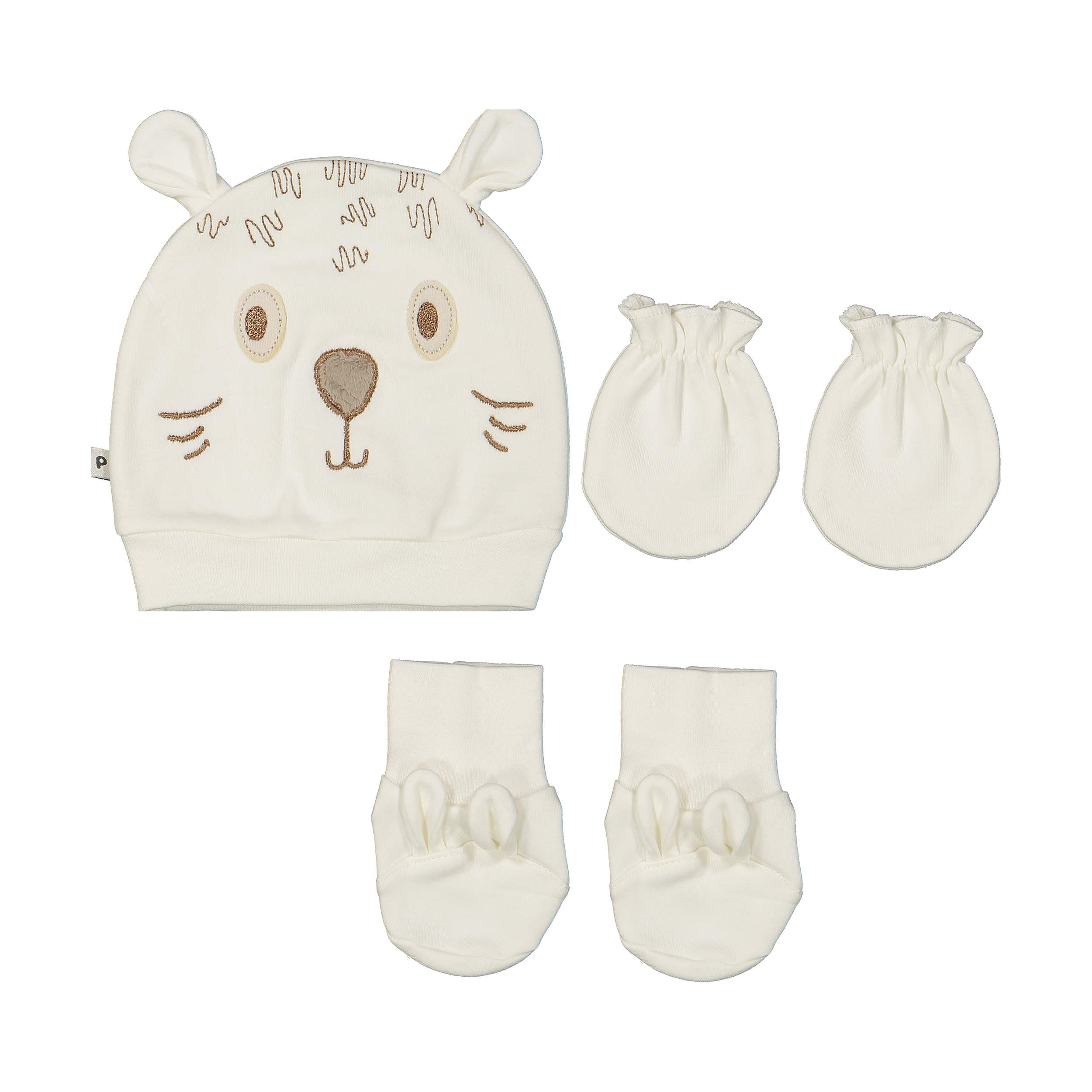 ست کلاه دستکش و پاپوش نوزادی پاپو مدل خرس کد tiger232