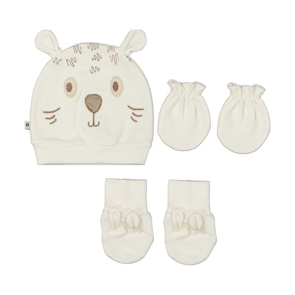 ست کلاه دستکش و پاپوش نوزادی پاپو مدل خرس کد tiger232