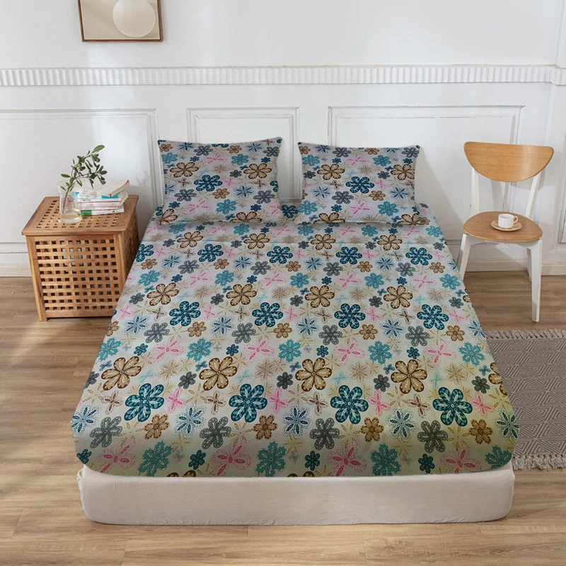 سرویس ملحفه سندس مدل توسکا کد F869 دونفره 3 تکه