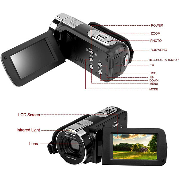 دوربین فیلم برداری مدل FHD 1080P 24MP 3.0 LCD display 16X zoom camera