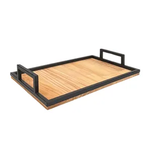 سینی مدل چوبی طرح دسته فلزی کد SN18