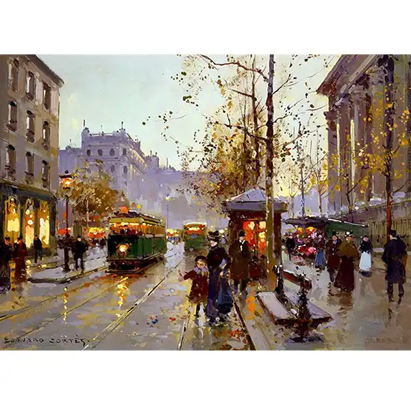 تابلو نقاشی رنگ و روغن طرح بلوار مادلین پاریس لئون کورتس کد 5070