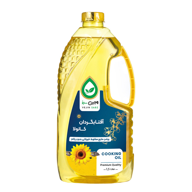روغن مایع آفتابگردان و کانولا وجین سبز - 1500 میلی لیتر