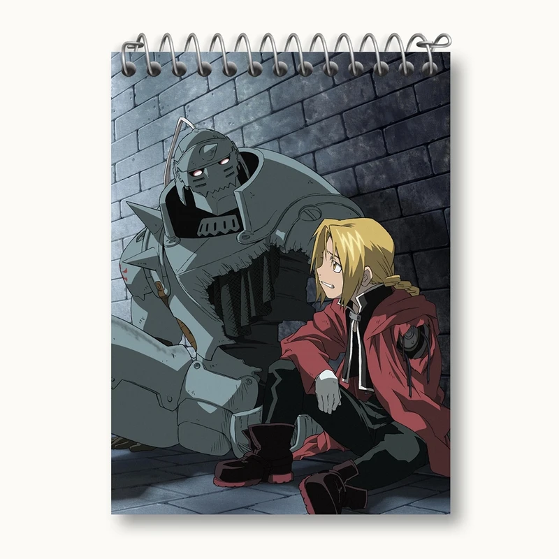 دفتر یادداشت 50 برگ خندالو مدل ادوارد و آلفونس انیمه کیمیاگر تمام فلزی کد 12684