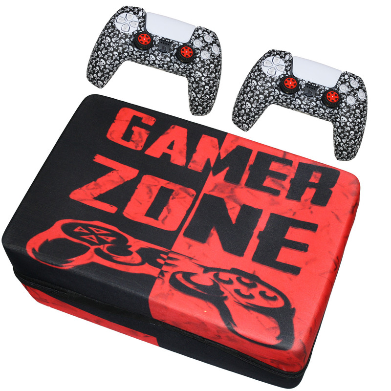 کیف حمل کنسول بازی پلی استیشن 5 مدل WH R game zone به همراه محافظ دسته و روکش آنالوگ