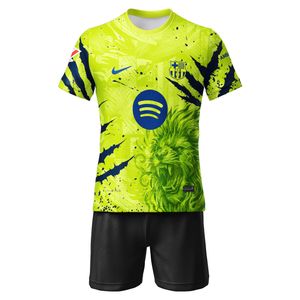 ست تی‌شرت و شلوارک ورزشی پسرانه مدل بارسلونا طرح یامال شیر کد 508 