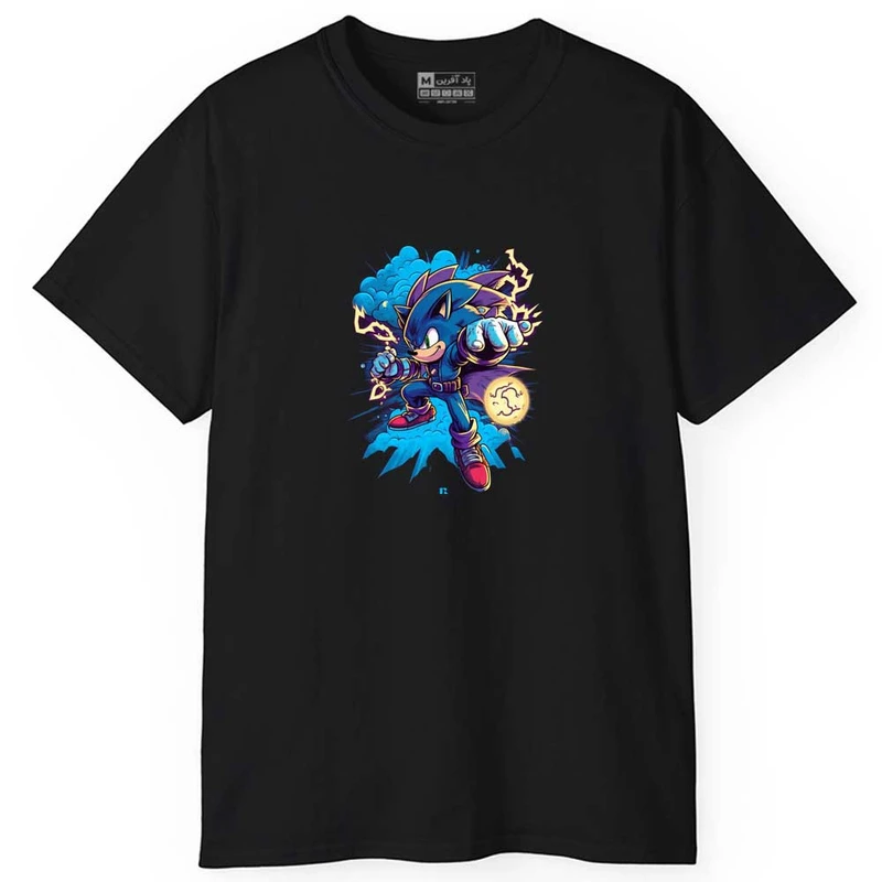 تی شرت آستین کوتاه مردانه پاد آفرین مدل اسپرت طرح سونیک کد 0760
