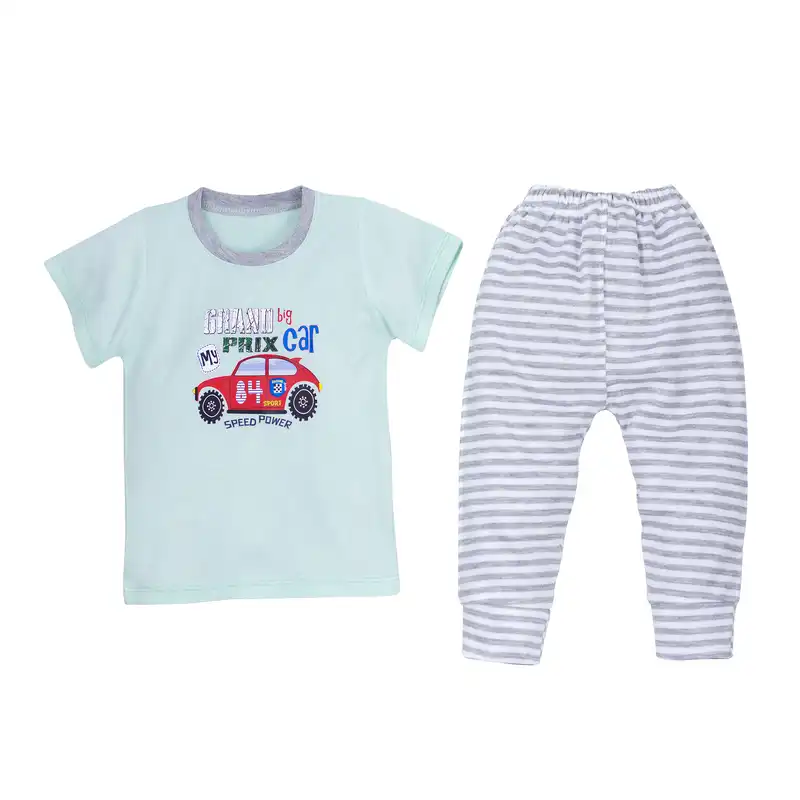ست تی شرت آستین کوتاه و شلوار بچگانه مدل ماشین کد 140252