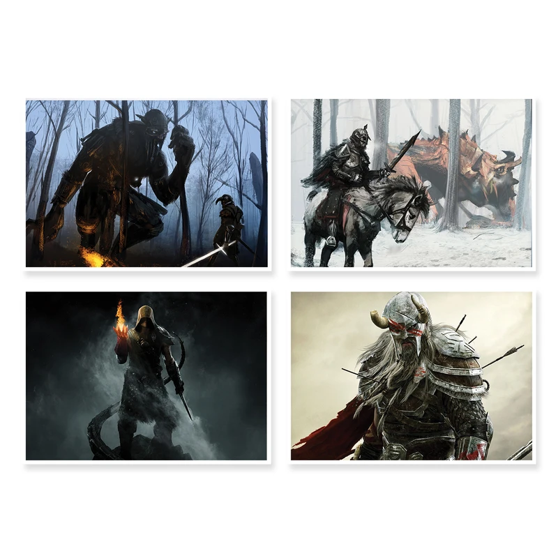 پوستر طرح بازی Skyrim کد A-1673 مجموعه 4 عددی