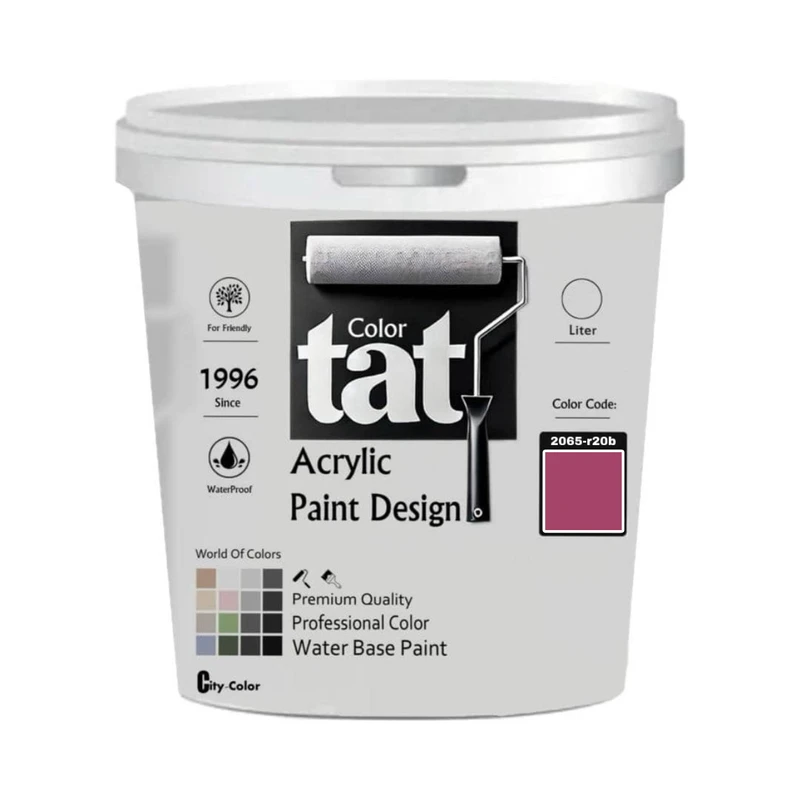 رنگ صورتی سرخابی مات اکرولیک تات کد 2065-r20b حجم 1لیتر