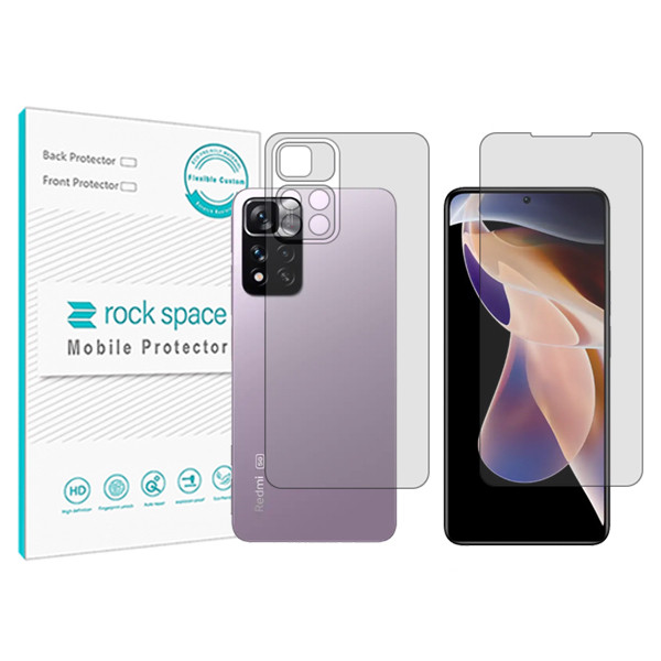 محافظ صفحه نمایش شفاف راک اسپیس مدل HyGEL مناسب برای گوشی موبایل شیائومی Redmi Note 11 China به همراه محافظ پشت گوشی