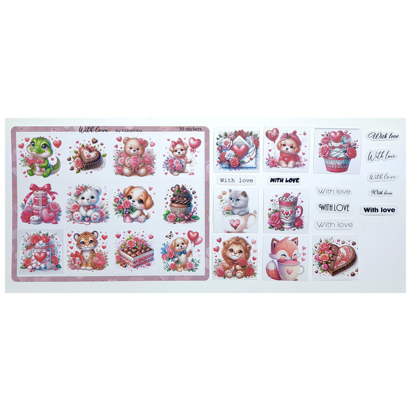 برچسب کاترینکا طرح برش خورده بولت ژورنال و اسکرپ بوک مدل With love بسته 30 عددی برچسب کاترینکا طرح برش خورده بولت ژورنال و اسکرپ بوک مدل With love بسته 30 عددی