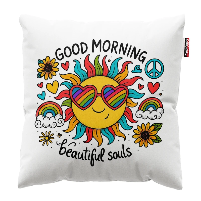 کوسن پاد آفرین مدل صبح بخیر طرح خورشید کد PK402415 سایز 40*40 سانتی متر