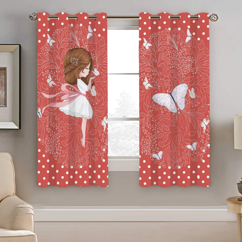 پرده نیروانا طرح دختر و پروانه کودک مدل هازان کد 8350 سایز 140×200 سانتی متر