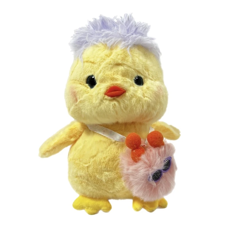 عروسک پولیشی مدل جوجه فشن کیف دار ارتفاع 25 سانتی متر