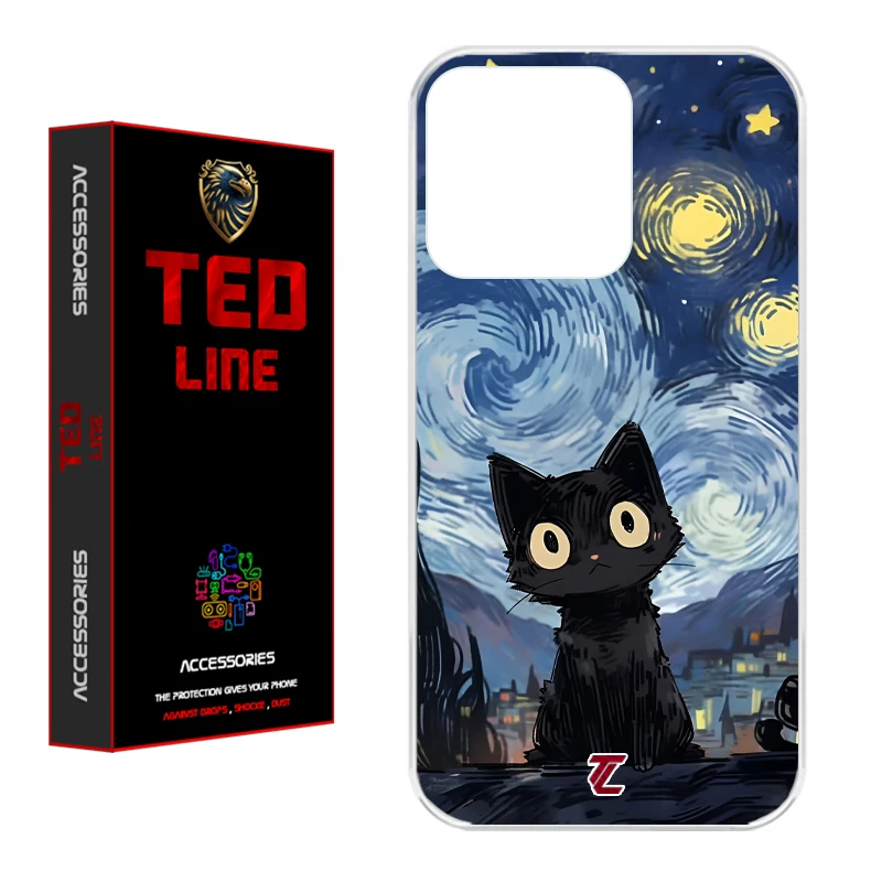 کاور تدلاین طرح گربه سیاه کد 1147 مناسب برای گوشی موبایل اپل Iphone 16 Pro Max
