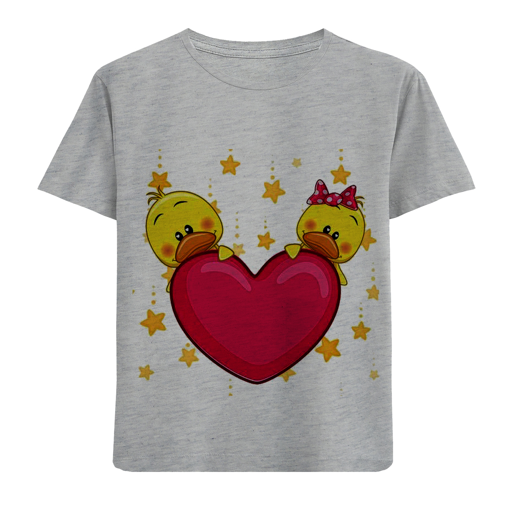 تی شرت آستین کوتاه دخترانه مدل جوجه و قلب F593