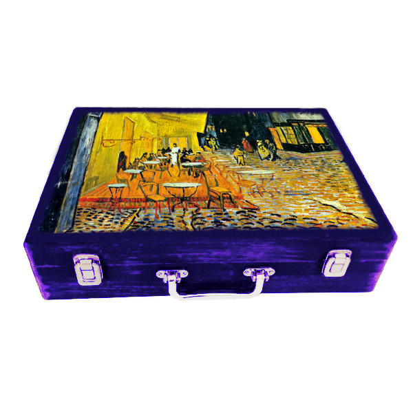 جعبه هدیه مدل چمدان چوبی طرح آثار ونگوک کد WSL539