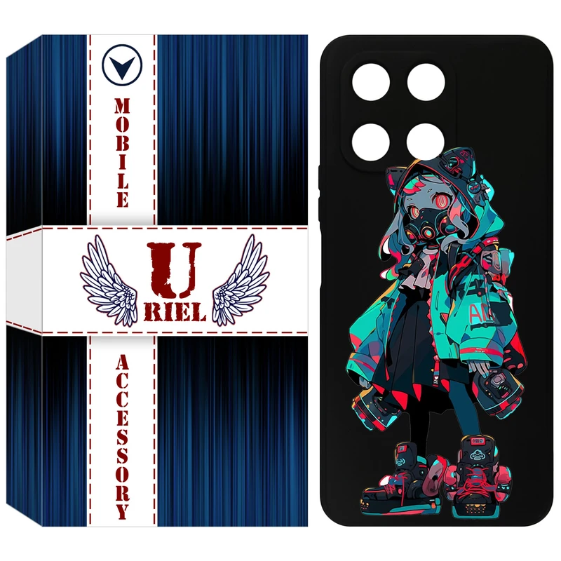 کاور یوریل مدل KSH کد 58 طرح دخترگربه ای مناسب برای گوشی موبایل آنر X6A / X6A Plus