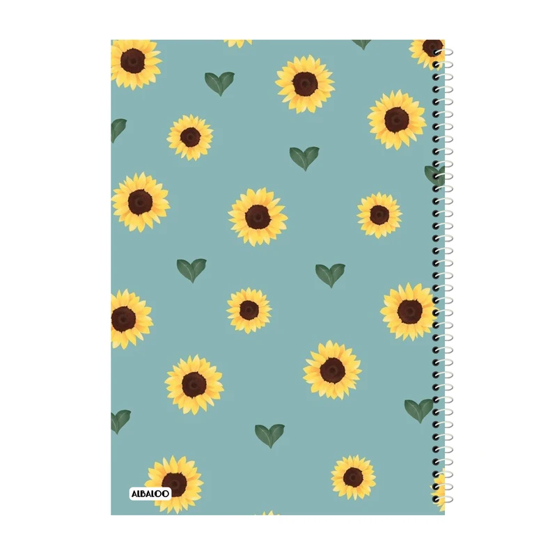 دفتر مشق 100 برگ آلبالو طرح گل آفتابگردان کد 2112