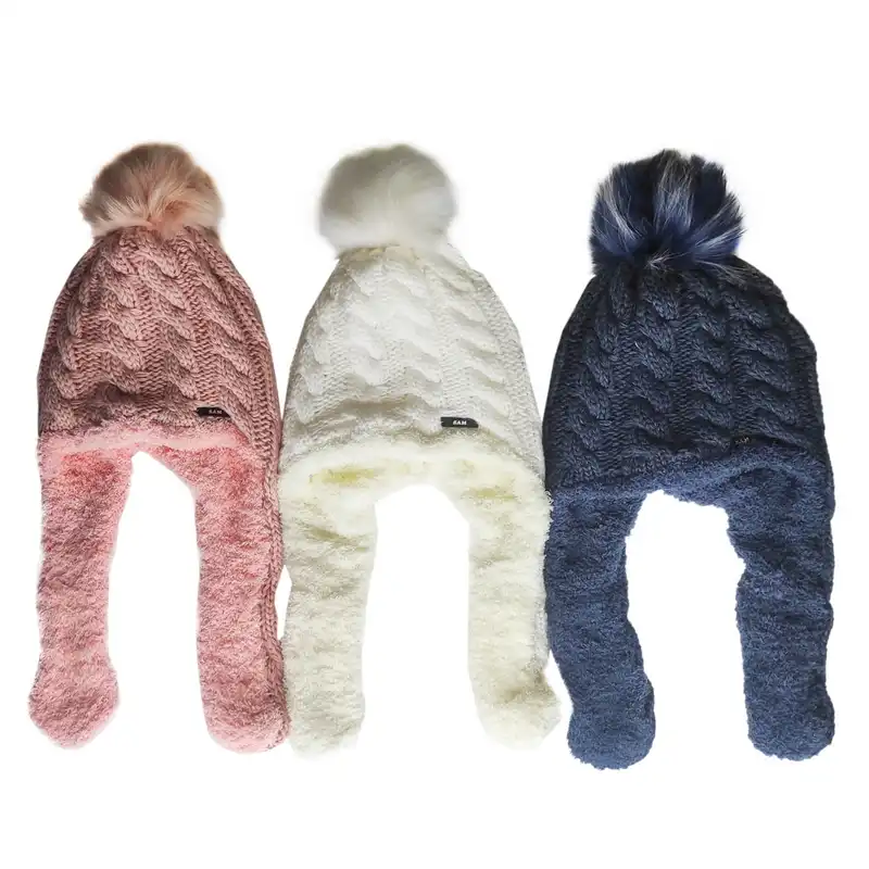 کلاه بافتنی سام مدل داخل خز طرح گوشدار خرگوشی