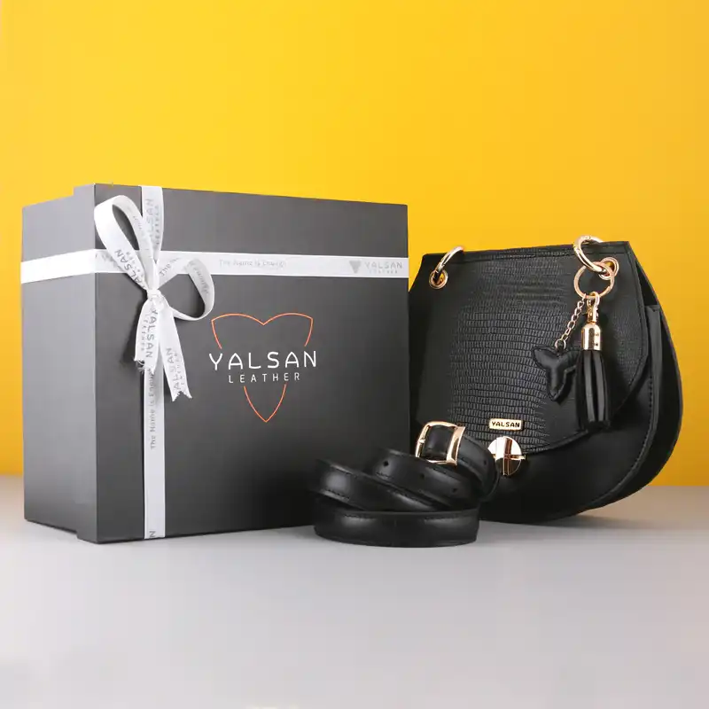 ست هدیه زنانه چرم یلسان مدل دلاریس کد PRM-ATS-057-GLGP