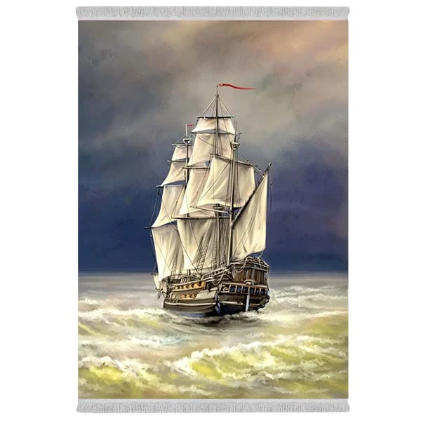 فرش پارچه‌ای دفه مدل فرشینه شانل مخمل طرح فانتزی کد 7050